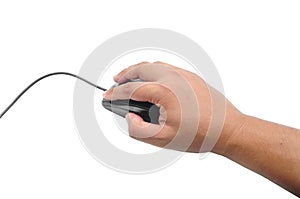 Male hand holding computer mouse