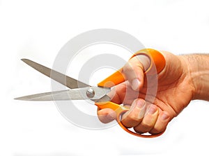 Male hand holding scissors