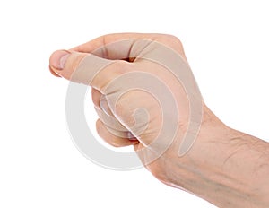 Male hand holding something