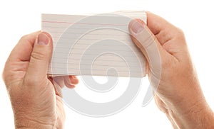 Male Hand Holding Stack of Flash Cards