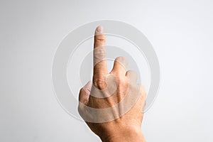 Male hand with index finger pointing up