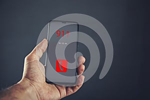 Male hand phone with 911