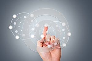 Male Hand Pressing Modern Button on Digital Screen