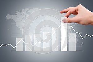 Male Hand Pulling Bar of Graph Chart