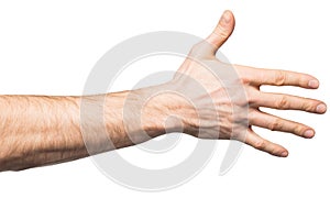 Male hand says hello