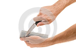 Male hand sharpen