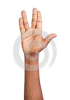 Male hand showing Vulcan Salute