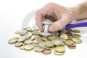 Male hand with stethoscope over Euro money