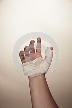 Male hand wearing wrist splint