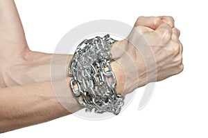Male hands chained