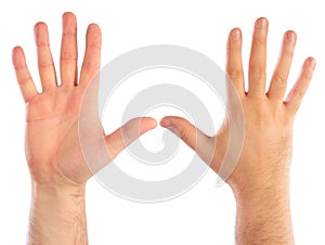 Male hands counting