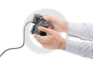 Male hands with gamepad