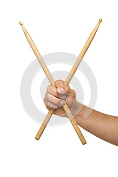 Male hands holding drum sticks