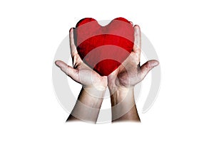 In male hands lies the heart of Valentine`s day