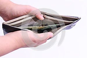 Male hands is opening a billfold