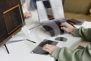 Male Hands Typing at Computer Keyboard IT Programmer Coding