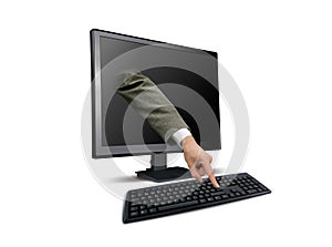 male hands typing on keyboard