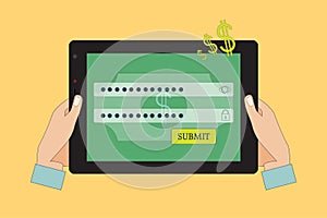 Male Hands Using Online Banking.