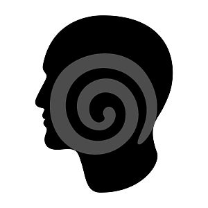 Male head graphic black silhouette. Abstract profile