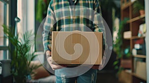 The man holding package.AI generated image