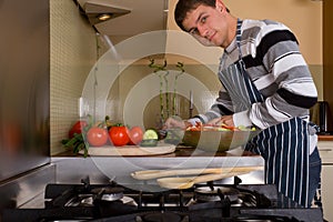 Male in home kitchen