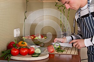 Male in home kitchen