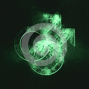 Male homosexuality symbol. Gay glyph. Doubled male sign. Green s