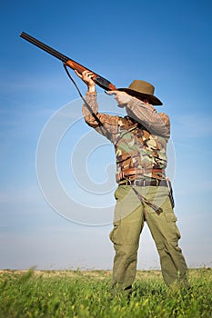 Male hunter on the hunting field