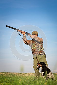 Male hunter on the hunting field