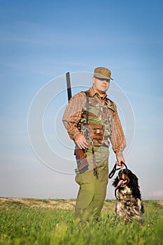 Male hunter on the hunting field