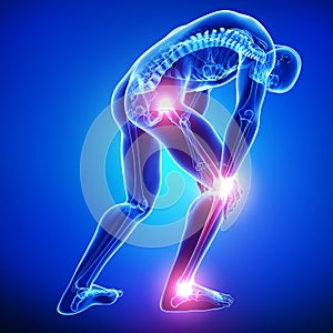 Male joints pain in blue