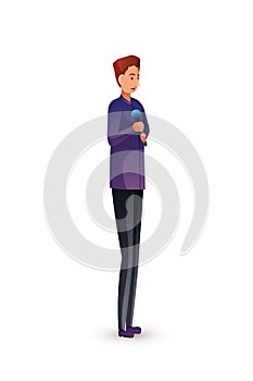 Male journalist flat vector illustration