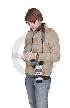 Male journalist with notepad photo