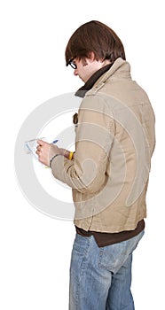 Male journalist with notepad