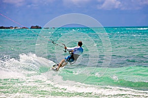 Male Kitesurfer cruising