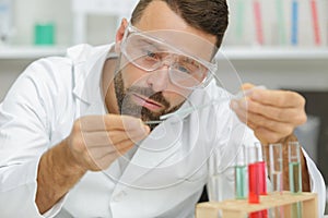 Male lab worker during research exercise