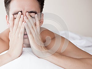 Male with lack of sleep