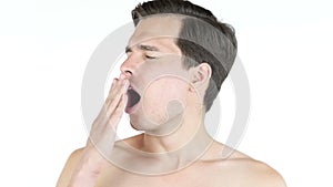 Male with lack of sleep ,a man yawning