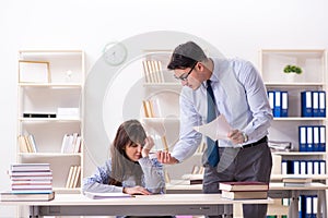 The male lecturer giving lecture to female student