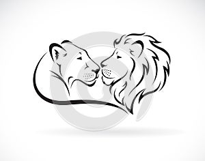 Male lion and female lion design on white background. Wild Animals. Lion logo or icon. Easy editable layered vector illustration