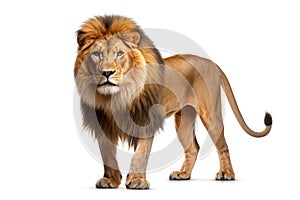 Male lion standing on white background.AI generated