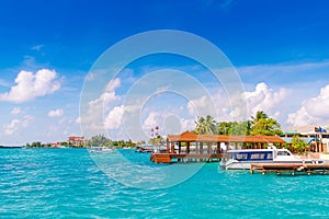 MALE, MALDIVES - October 04 : Boats at the harbor next to Ibrah