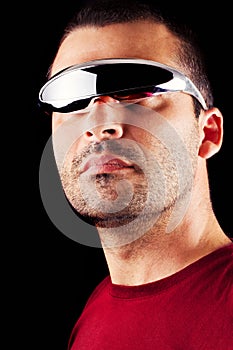 Male man with futurist glasses