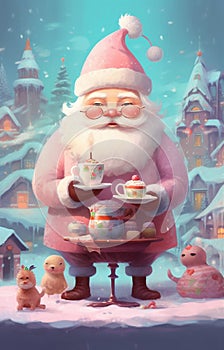 male man merry holiday leisure home cute santa mug christmas claus. Generative AI.