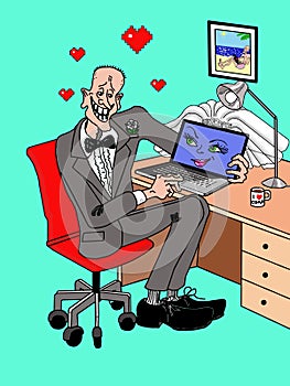 Male married to the computer