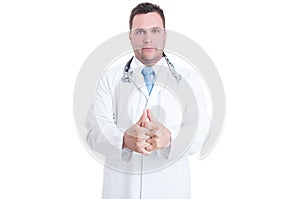 Male medic or doctor cracking his knuckles like feeling ready