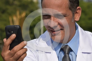 Male Medic Selfy Wearing Lab Coat