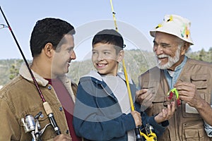 Male members of family on fishing trip