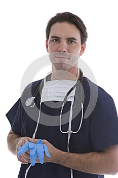 Male model in Medical Scrubs