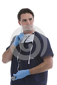 Male model in Medical Scrubs